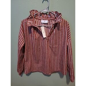 NWT Never A Wallflower Marrakesh Rust Beetle Scarab Print Blouse $248 MSRP